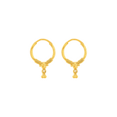 22K Gold Traditional Hoop Earrings with Leaf Motif